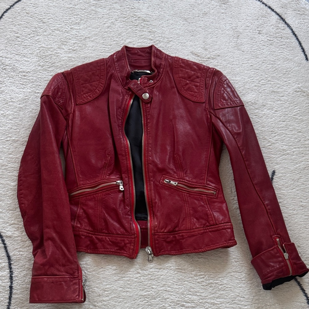 Women's Red Leather Jacket